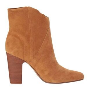 Vince Camuto Creestal Ankle Boots Suede Block Heel Tan Size 10 Booties